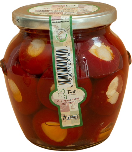 Chili peppers staffed with cheese